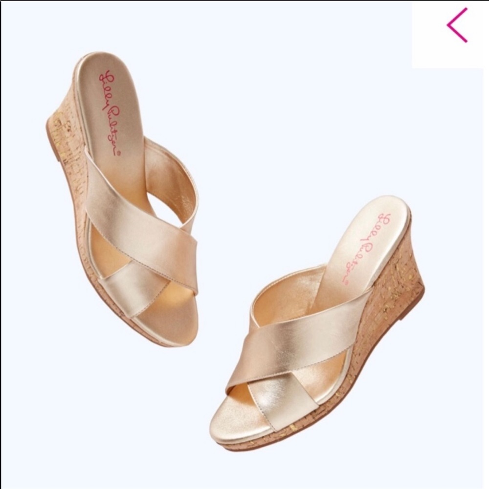 Lilly Pulitzer Gold Wedges size 7
